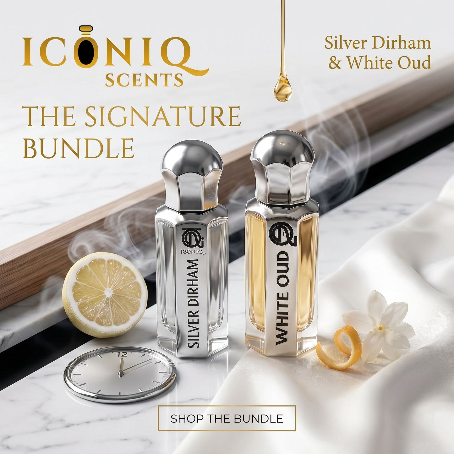 White Oud & Silver Dirham – Arabic Attar Bundle (12ml + 12ml)